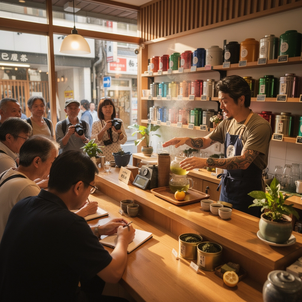 温かい紅茶を楽しむ人々の笑顔が溢れるシーン
