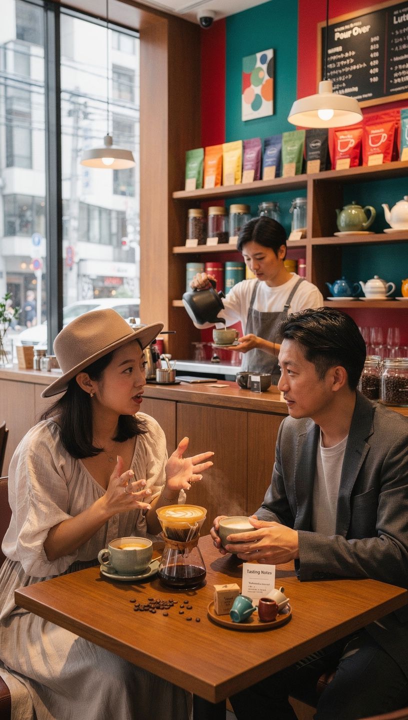 コーヒーの焙煎プロセスを示す工房内の風景